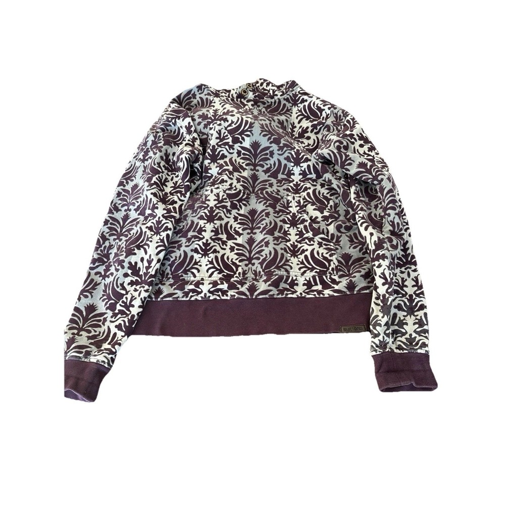 Vintage Burton Hoodie Size Medium Unisex Purple Grey Brocade‎ 100% Cotton Unique